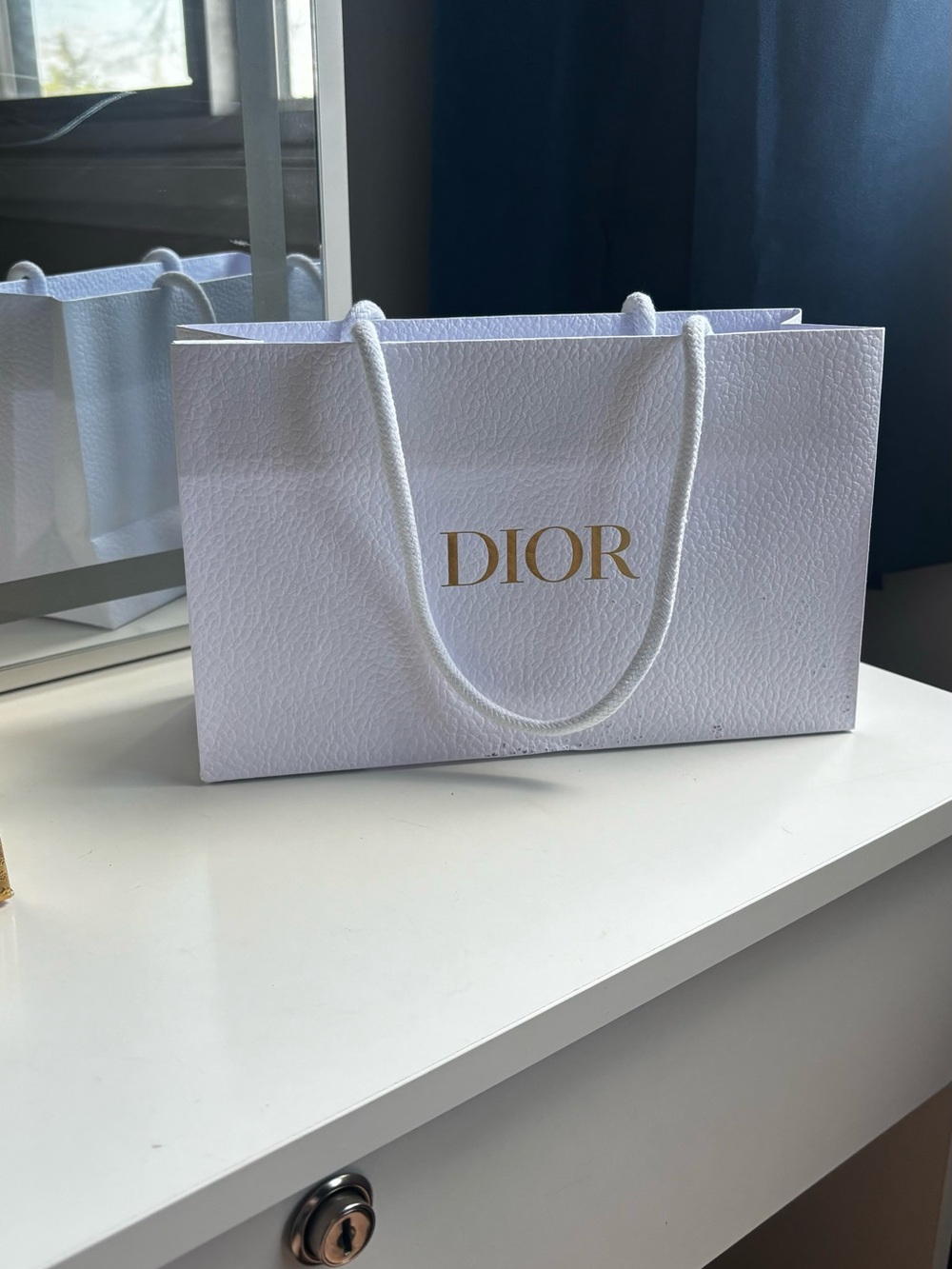 Dior White Gift Bag with Gold Logo